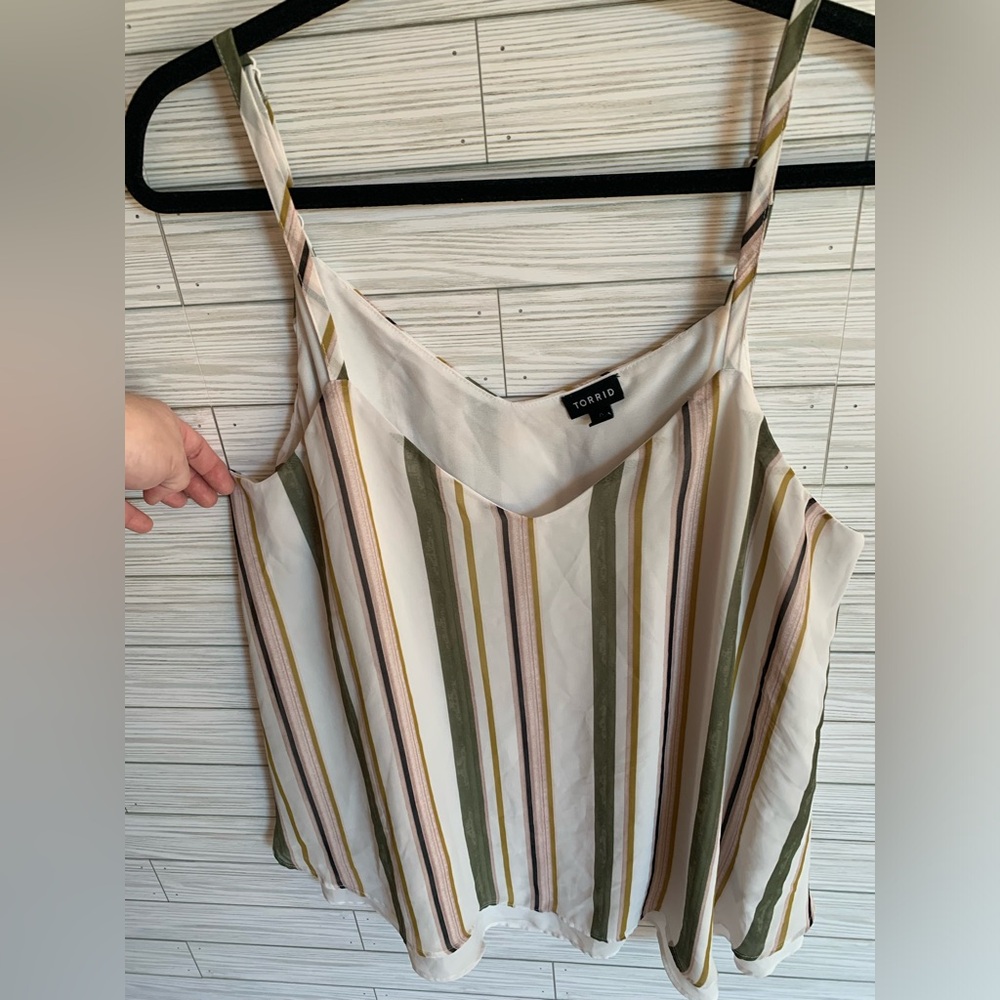 torrid Olive, Ivory & Taupe Striped Cami Tank